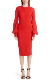 Victoria Beckham Slash Long Sleeve Midi Dress   Nordstrom at Nordstrom